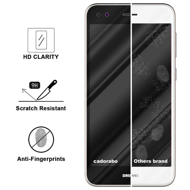 Cadorabo Vollbild Panzer Folie kompatibel mit Huawei Enjoy 7 - Schutzfolie Gehärtetes (Tempered) Display-Schutzglas in 9H Härte mit 3D Touch