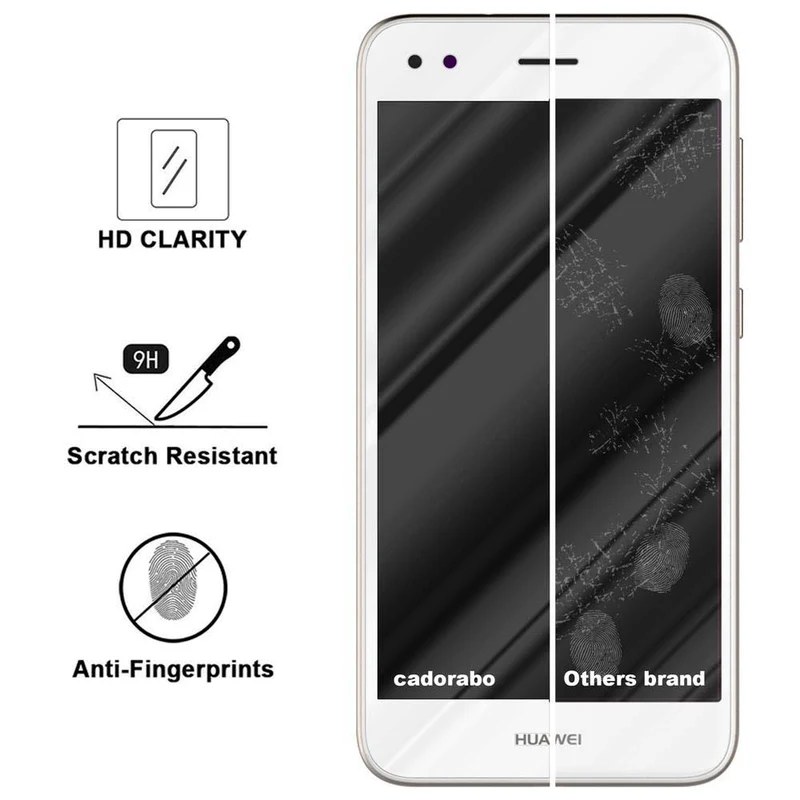 Cadorabo Vollbild Panzer Folie kompatibel mit Huawei Enjoy 7 - Schutzfolie Gehärtetes (Tempered) Display-Schutzglas in 9H Härte mit 3D Touch