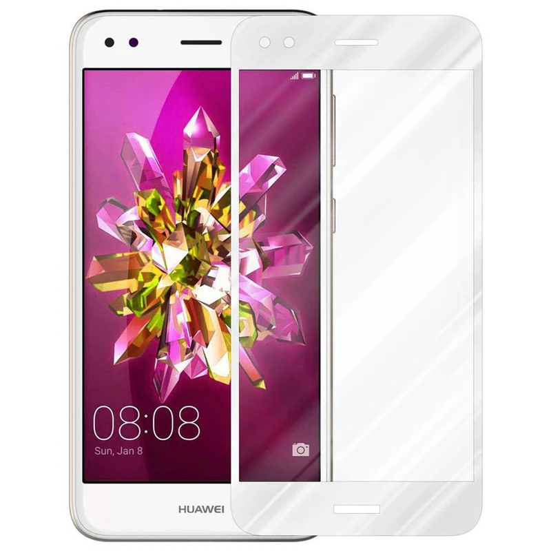 Cadorabo Vollbild Panzer Folie kompatibel mit Huawei Enjoy 7 - Schutzfolie Gehärtetes (Tempered) Display-Schutzglas in 9H Härte mit 3D Touch