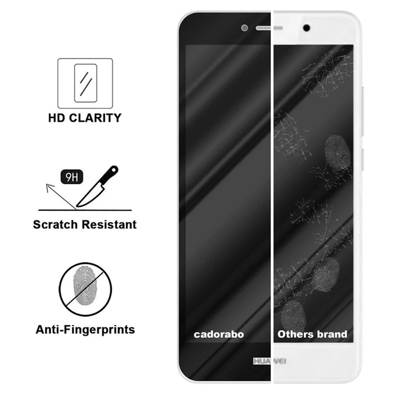 Cadorabo Vollbild Panzer Folie kompatibel mit Huawei Enjoy 7 PLUS - Schutzfolie Gehärtetes (Tempered) Display-Schutzglas in 9H Härte mit 3D Touch