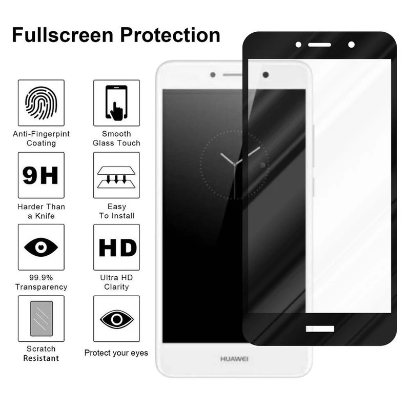 Cadorabo Vollbild Panzer Folie kompatibel mit Huawei Enjoy 7 PLUS - Schutzfolie Gehärtetes (Tempered) Display-Schutzglas in 9H Härte mit 3D Touch