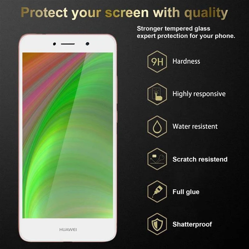 Cadorabo Vollbild Panzer Folie kompatibel mit Huawei Enjoy 7 PLUS - Schutzfolie Gehärtetes (Tempered) Display-Schutzglas in 9H Härte mit 3D Touch