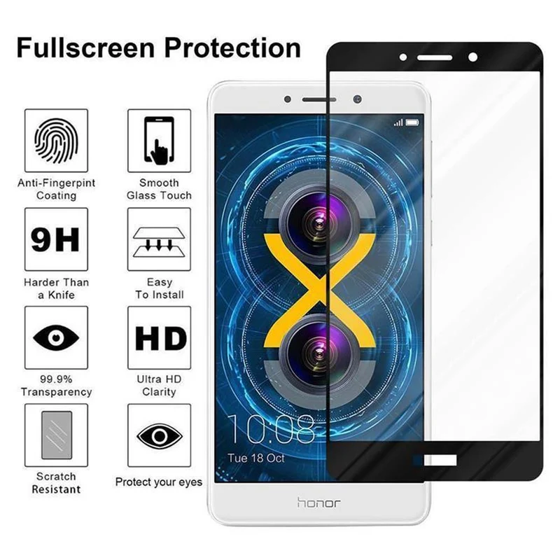 Cadorabo Vollbild Panzer Folie kompatibel mit Huawei MATE 9 LITE / GR5 2017 / Honor 6X - Schutzfolie Gehärtetes (Tempered) Display-Schutzglas in 9H Härte mit 3D Touch