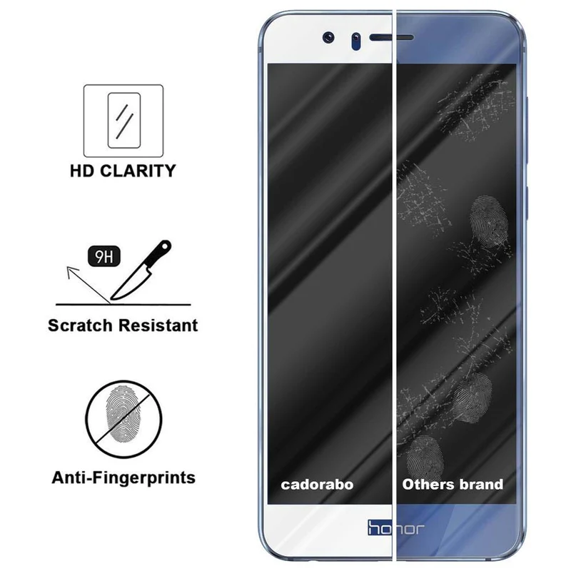 Cadorabo Vollbild Panzer Folie kompatibel mit Honor 8 / 8 PREMIUM - Schutzfolie Gehärtetes (Tempered) Display-Schutzglas in 9H Härte mit 3D Touch