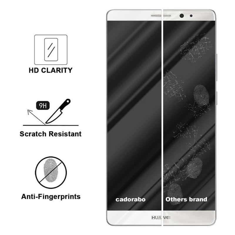 Cadorabo Vollbild Panzer Folie kompatibel mit Huawei MATE 8 - Schutzfolie Gehärtetes (Tempered) Display-Schutzglas in 9H Härte mit 3D Touch
