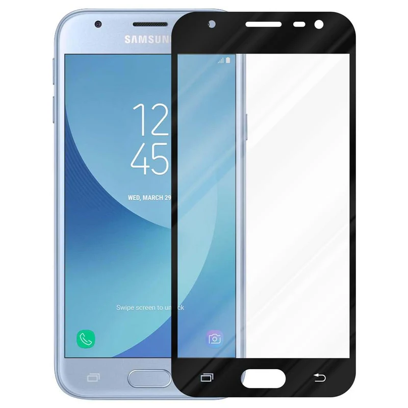 Cadorabo Vollbild Panzer Folie kompatibel mit Samsung Galaxy J3 PRO - Schutzfolie Gehärtetes (Tempered) Display-Schutzglas in 9H Härte mit 3D Touch