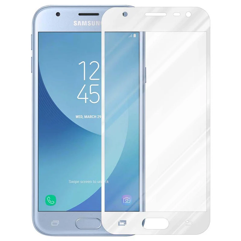 Cadorabo Vollbild Panzer Folie kompatibel mit Samsung Galaxy J3 PRO - Schutzfolie Gehärtetes (Tempered) Display-Schutzglas in 9H Härte mit 3D Touch