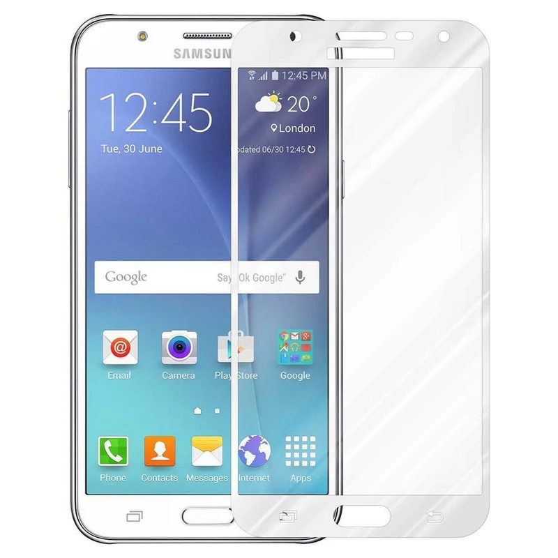 Cadorabo Vollbild Panzer Folie kompatibel mit Samsung Galaxy J7 2015 - Schutzfolie Gehärtetes (Tempered) Display-Schutzglas in 9H Härte mit 3D Touch