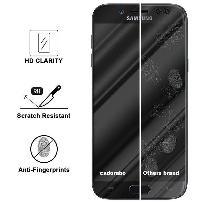 Cadorabo Vollbild Panzer Folie kompatibel mit Samsung Galaxy J7 2017 / J7 PRO - Schutzfolie Gehärtetes (Tempered) Display-Schutzglas in 9H Härte mit 3D Touch
