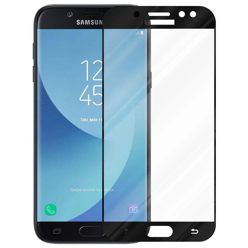 Cadorabo Vollbild Panzer Folie kompatibel mit Samsung Galaxy J7 2017 / J7 PRO - Schutzfolie Gehärtetes (Tempered) Display-Schutzglas in 9H Härte mit 3D Touch
