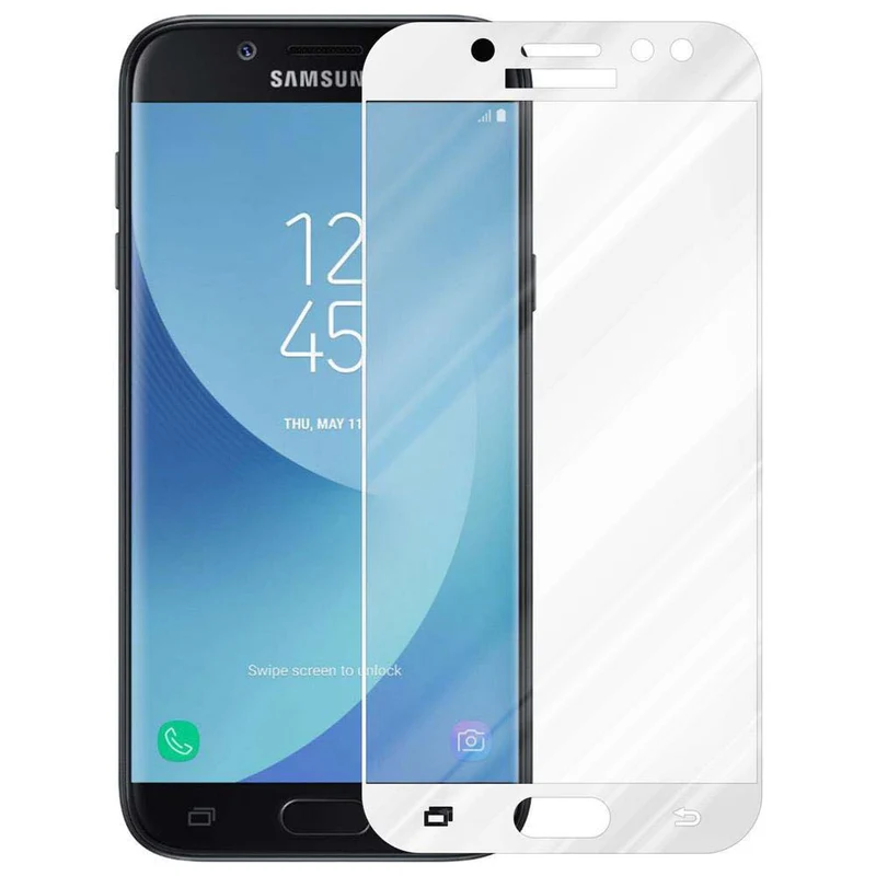 Cadorabo Vollbild Panzer Folie kompatibel mit Samsung Galaxy J7 2017 / J7 PRO - Schutzfolie Gehärtetes (Tempered) Display-Schutzglas in 9H Härte mit 3D Touch