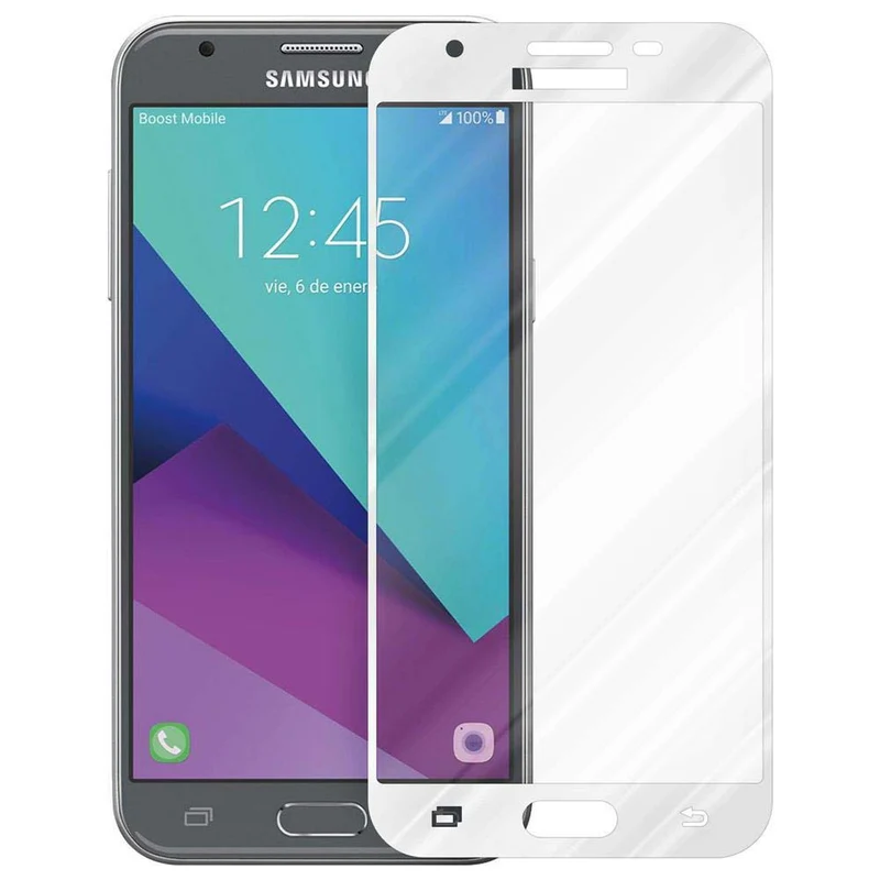 Cadorabo Vollbild Panzer Folie kompatibel mit Samsung Galaxy J3 2017 - Schutzfolie Gehärtetes (Tempered) Display-Schutzglas in 9H Härte mit 3D Touch