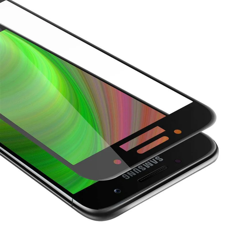 Cadorabo Vollbild Panzer Folie kompatibel mit Samsung Galaxy A7 2017 - Schutzfolie Gehärtetes (Tempered) Display-Schutzglas in 9H Härte mit 3D Touch