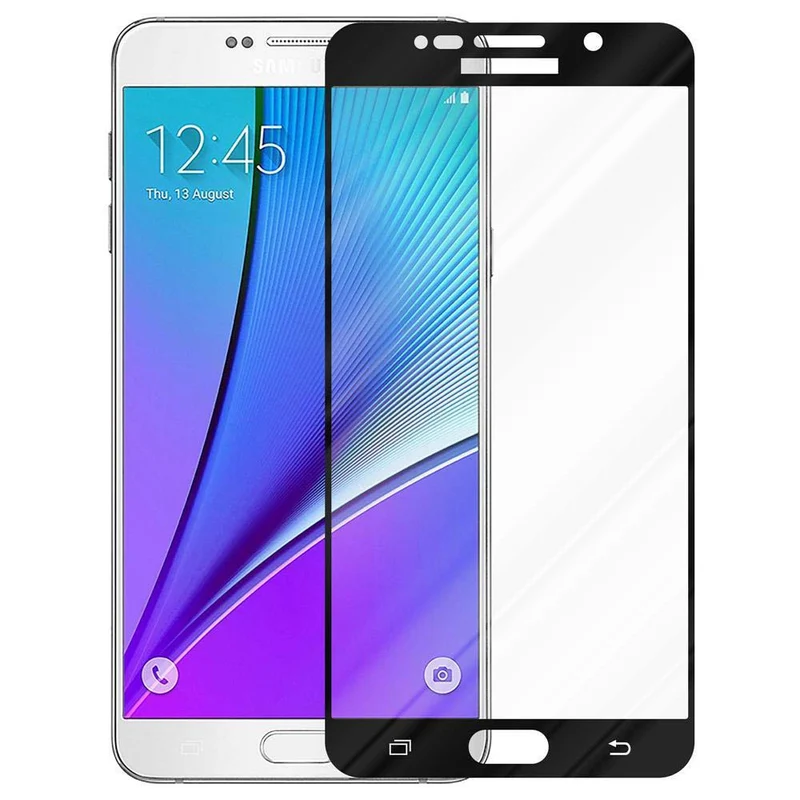 Cadorabo Vollbild Panzer Folie kompatibel mit Samsung Galaxy NOTE 5 - Schutzfolie Gehärtetes (Tempered) Display-Schutzglas in 9H Härte mit 3D Touch
