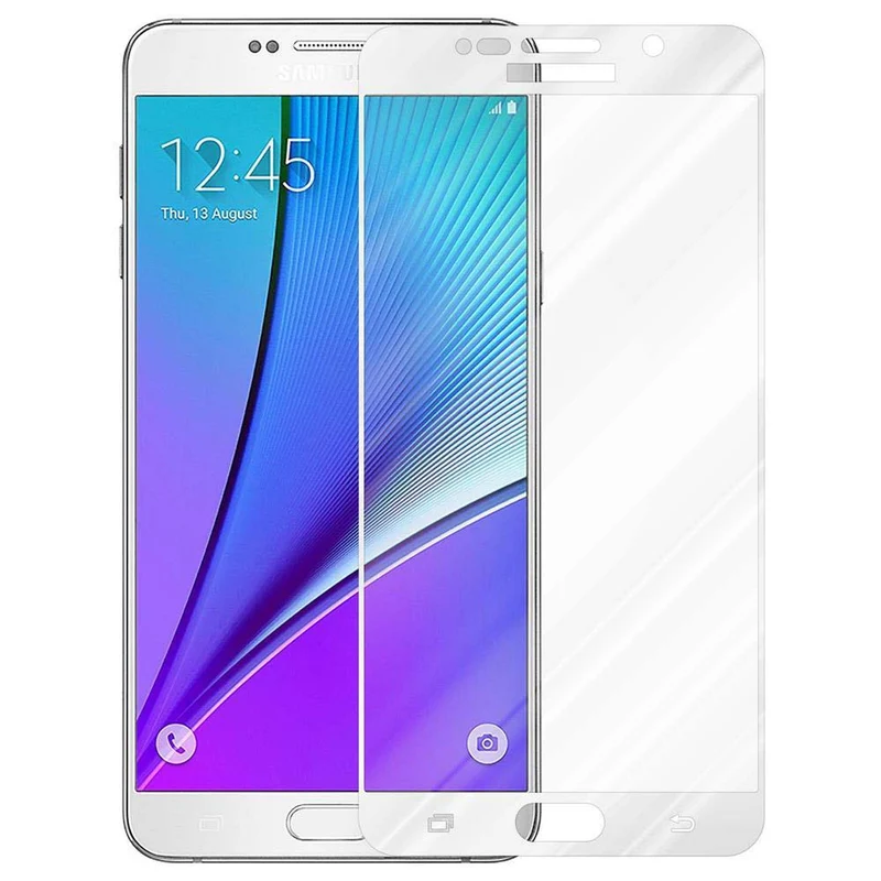 Cadorabo Vollbild Panzer Folie kompatibel mit Samsung Galaxy NOTE 5 - Schutzfolie Gehärtetes (Tempered) Display-Schutzglas in 9H Härte mit 3D Touch