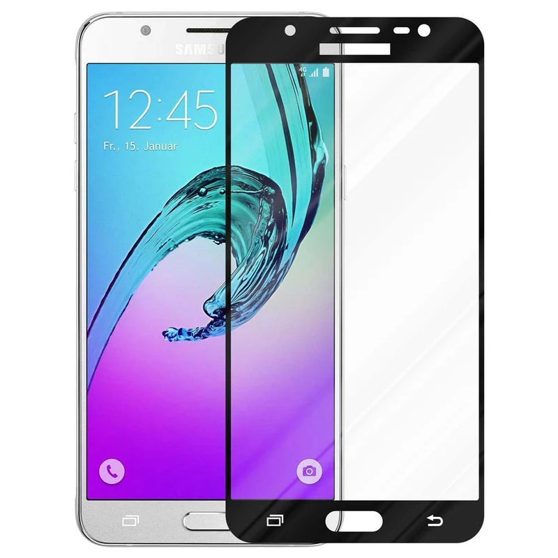 Cadorabo Vollbild Panzer Folie kompatibel mit Samsung Galaxy J7 2016 - Schutzfolie Gehärtetes (Tempered) Display-Schutzglas in 9H Härte mit 3D Touch