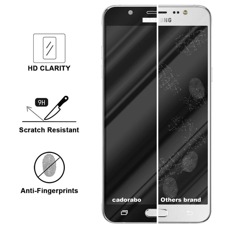 Cadorabo Vollbild Panzer Folie kompatibel mit Samsung Galaxy J7 2016 - Schutzfolie Gehärtetes (Tempered) Display-Schutzglas in 9H Härte mit 3D Touch