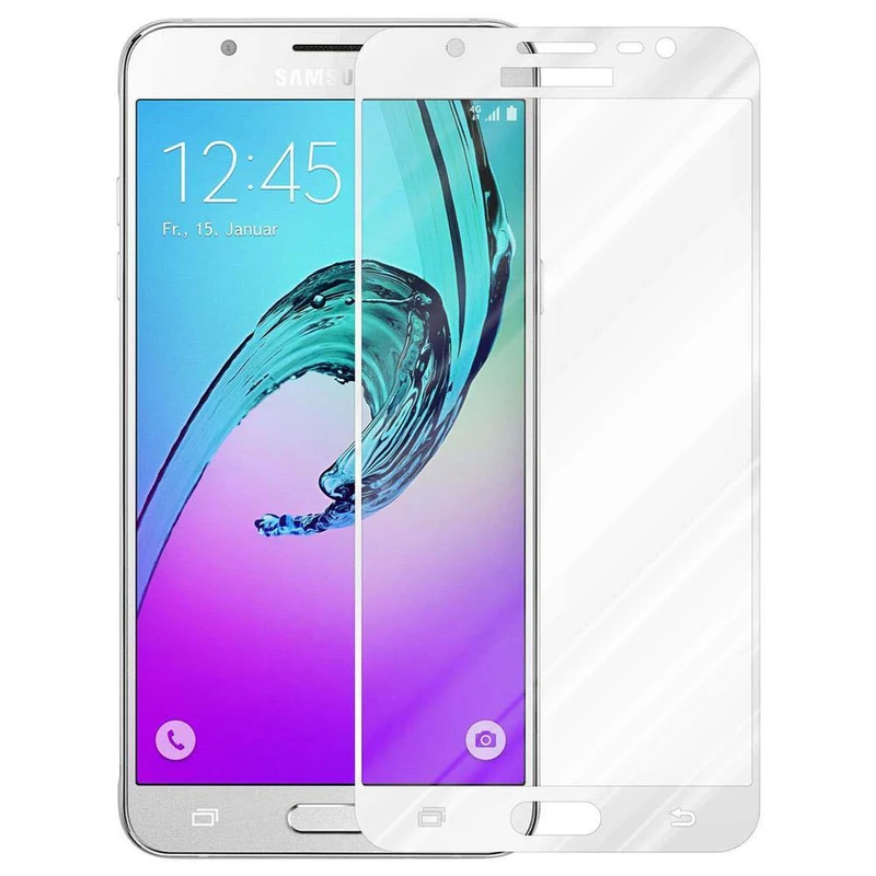 Cadorabo Vollbild Panzer Folie kompatibel mit Samsung Galaxy J7 2016 - Schutzfolie Gehärtetes (Tempered) Display-Schutzglas in 9H Härte mit 3D Touch