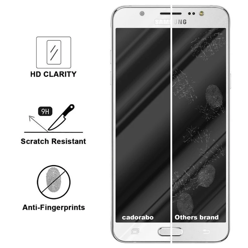 Cadorabo Vollbild Panzer Folie kompatibel mit Samsung Galaxy J7 2016 - Schutzfolie Gehärtetes (Tempered) Display-Schutzglas in 9H Härte mit 3D Touch