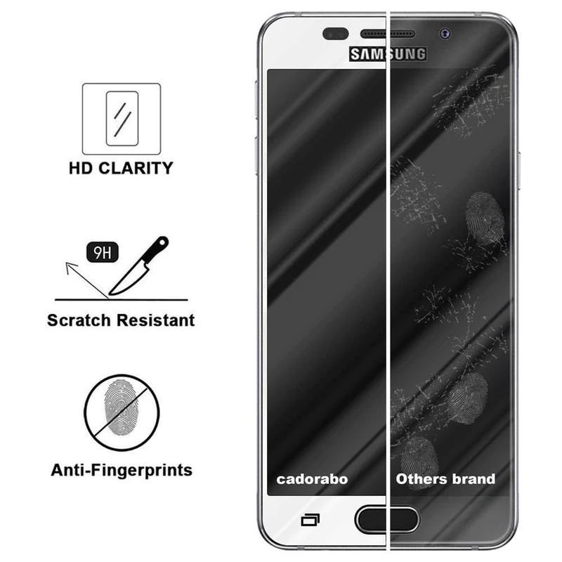 Cadorabo Vollbild Panzer Folie kompatibel mit Samsung Galaxy A7 2016 - Schutzfolie Gehärtetes (Tempered) Display-Schutzglas in 9H Härte mit 3D Touch