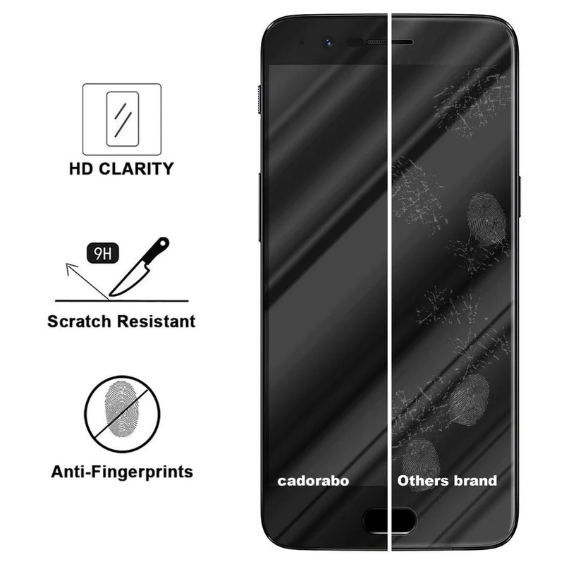 Cadorabo Vollbild Panzer Folie kompatibel mit OnePlus 5 - Schutzfolie Gehärtetes (Tempered) Display-Schutzglas in 9H Härte mit 3D Touch