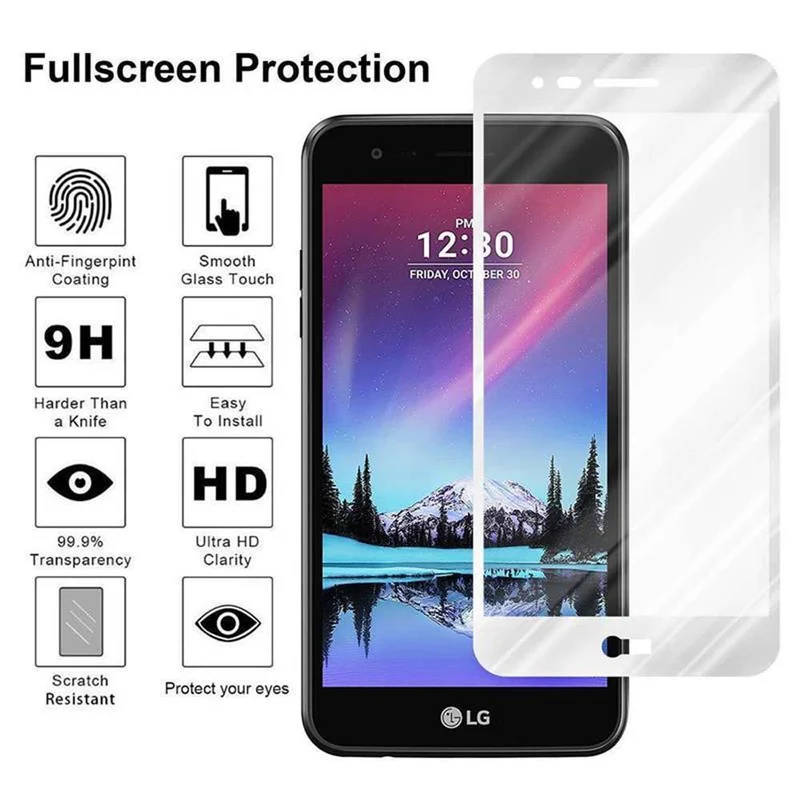 Cadorabo Vollbild Panzer Folie kompatibel mit LG K4 2017 - Schutzfolie Gehärtetes (Tempered) Display-Schutzglas in 9H Härte mit 3D Touch