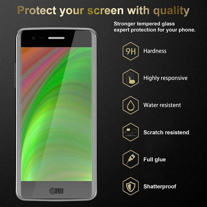 Cadorabo Vollbild Panzer Folie kompatibel mit LG K8 2017 - Schutzfolie Gehärtetes (Tempered) Display-Schutzglas in 9H Härte mit 3D Touch