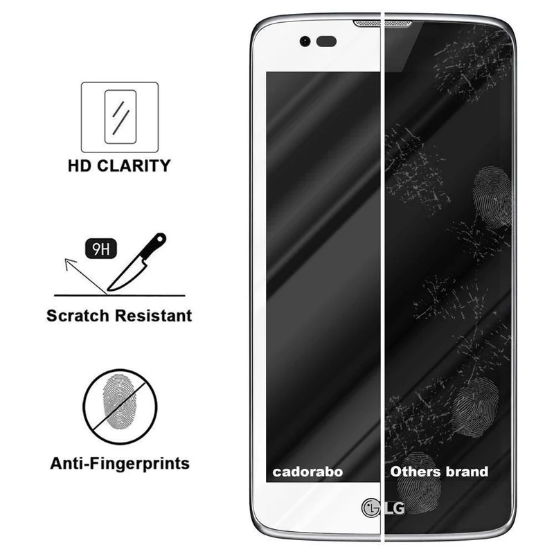 Cadorabo Vollbild Panzer Folie kompatibel mit LG K8 2016 - Schutzfolie Gehärtetes (Tempered) Display-Schutzglas in 9H Härte mit 3D Touch