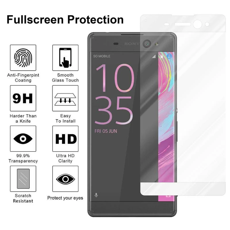 Cadorabo Vollbild Panzer Folie kompatibel mit Sony Xperia XA ULTRA - Schutzfolie Gehärtetes (Tempered) Display-Schutzglas in 9H Härte mit 3D Touch