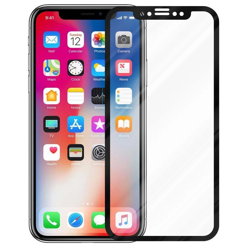 Cadorabo Vollbild Panzer Folie kompatibel mit Apple iPhone X / XS - Schutzfolie Gehärtetes (Tempered) Display-Schutzglas in 9H Härte mit 3D Touch
