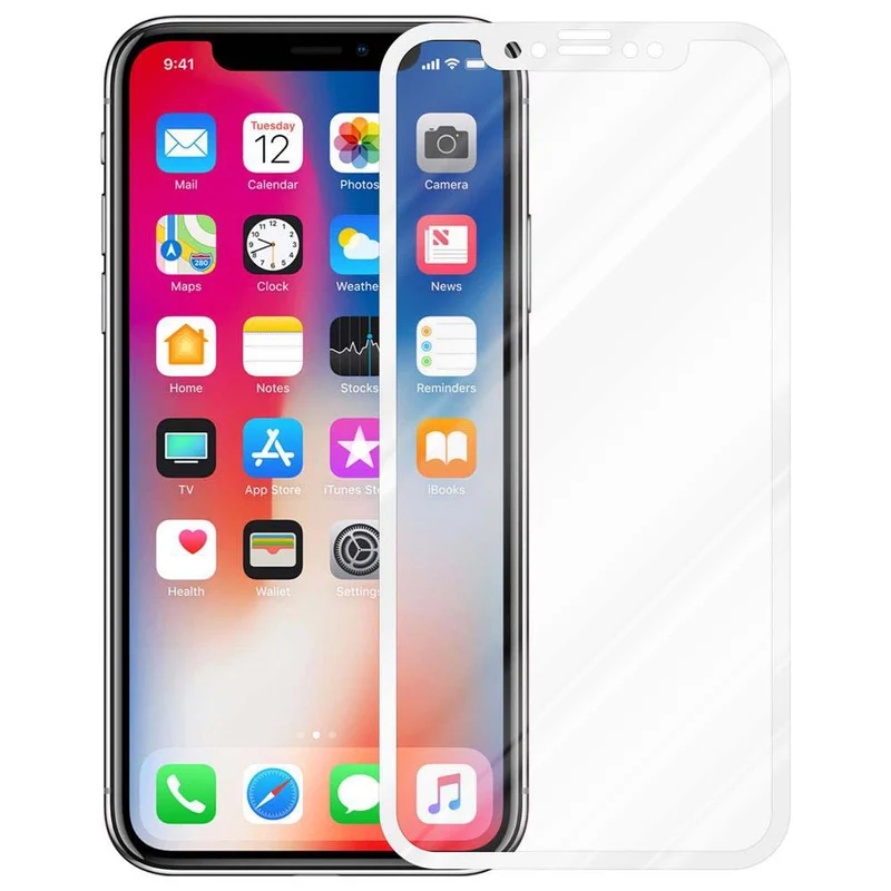 Cadorabo Vollbild Panzer Folie kompatibel mit Apple iPhone X / XS - Schutzfolie Gehärtetes (Tempered) Display-Schutzglas in 9H Härte mit 3D Touch
