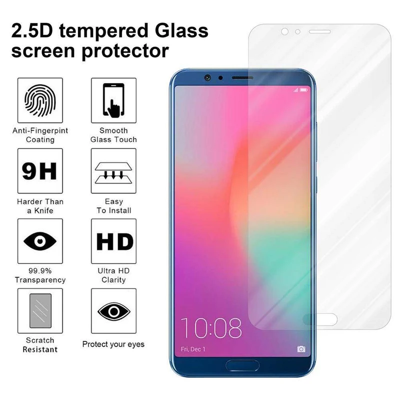 Cadorabo Panzer Folie kompatibel mit Honor View 10 - Schutzfolie Gehärtetes (Tempered) Display-Schutzglas in 9H Härte mit 3D Touch Kompatibilität