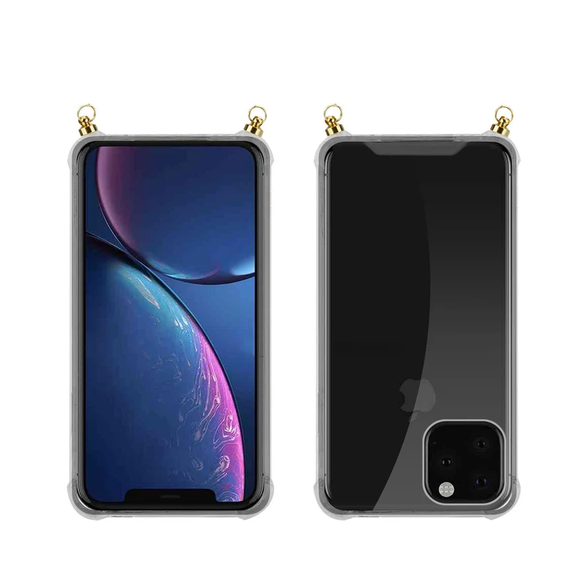 Silikon Hülle Handykette kompatibel mit Apple iPhone 11 PRO mit goldenen Ringen