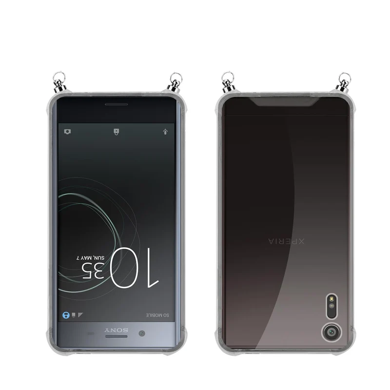 Silikon Hülle Handykette kompatibel mit Sony Xperia XZ / XZs mit silbernen Ringen