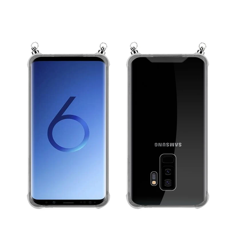 Silikon Hülle Handykette kompatibel mit Samsung Galaxy S9 PLUS mit silbernen Ringen