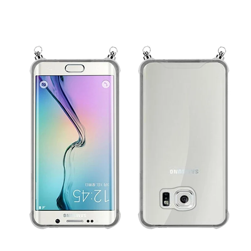 Silikon Hülle Handykette kompatibel mit Samsung Galaxy S6 mit silbernen Ringen