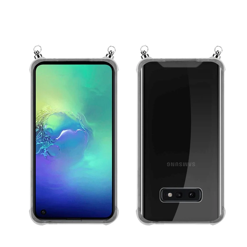 Silikon Hülle Handykette kompatibel mit Samsung Galaxy S10e mit silbernen Ringen