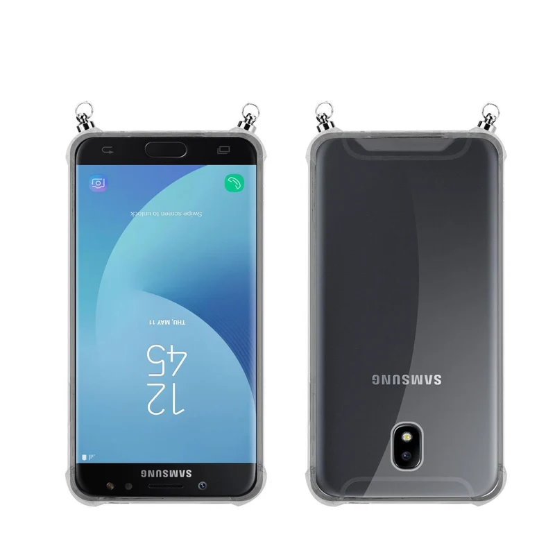 Silikon Hülle Handykette kompatibel mit Samsung Galaxy J5 2017 / J5 PRO mit silbernen Ringen