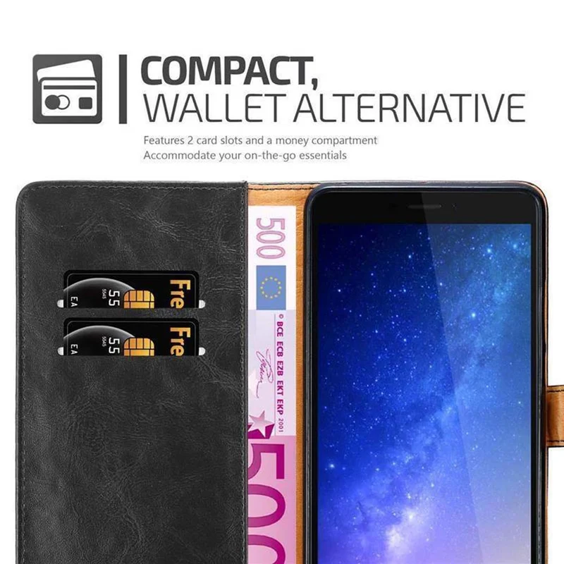 Cadorabo Hülle kompatibel mit Xiaomi Mi MAX 2 Schutzhülle mit Magnetverschluss, Standfunktion und Kartenfach