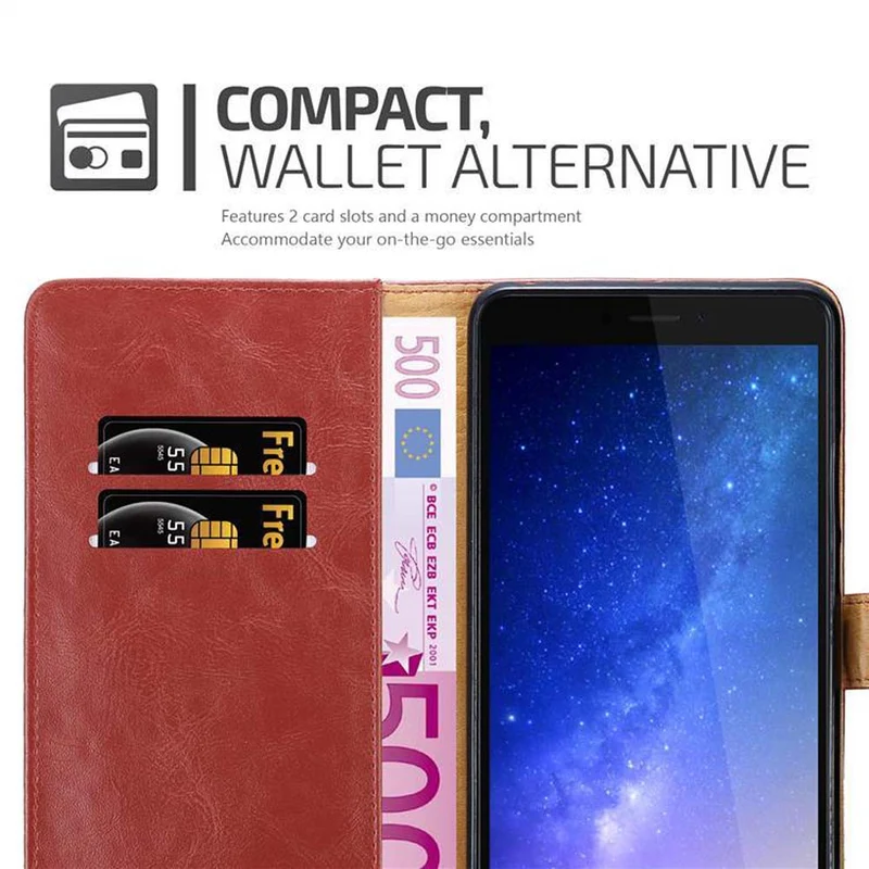 Cadorabo Hülle kompatibel mit Xiaomi Mi MAX 2 Schutzhülle mit Magnetverschluss, Standfunktion und Kartenfach