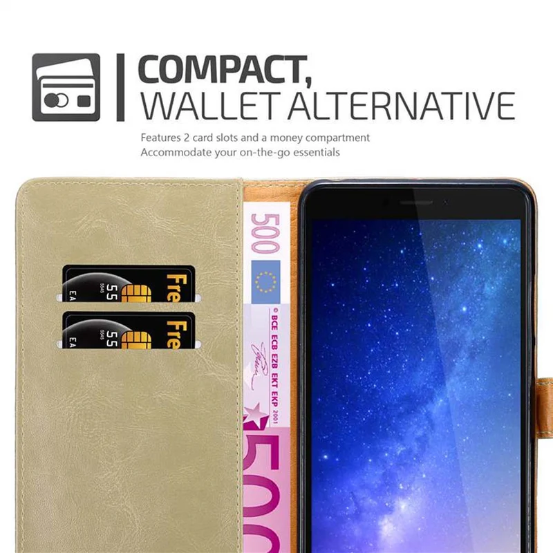 Cadorabo Hülle kompatibel mit Xiaomi Mi MAX 2 Schutzhülle mit Magnetverschluss, Standfunktion und Kartenfach