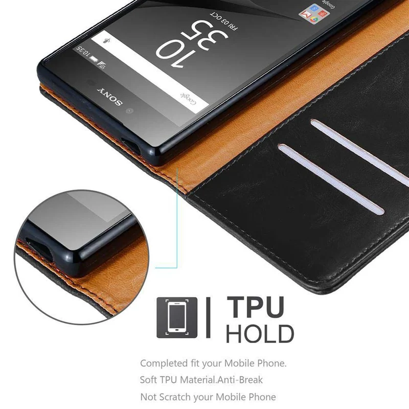 Cadorabo Hülle kompatibel mit Sony Xperia Z5 PREMIUM Schutzhülle mit Magnetverschluss, Standfunktion und Kartenfach