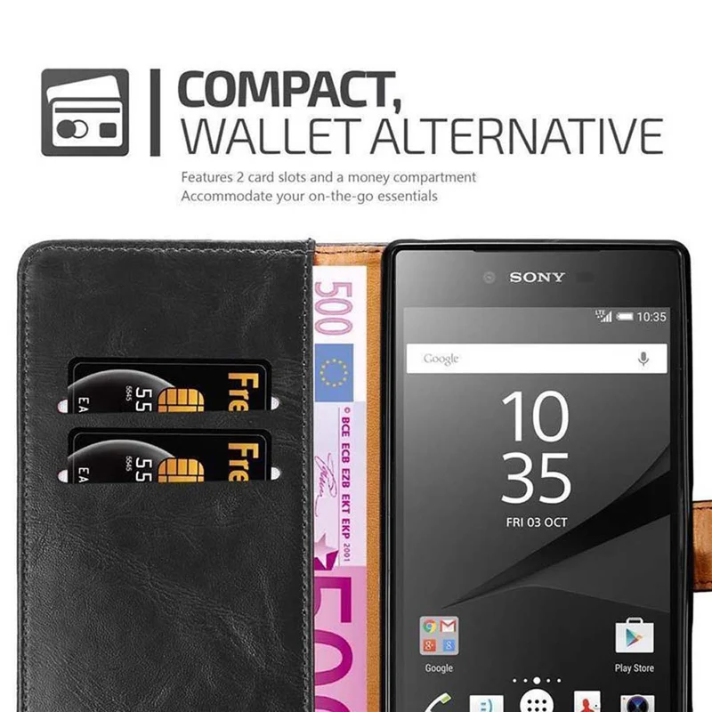 Cadorabo Hülle kompatibel mit Sony Xperia Z5 PREMIUM Schutzhülle mit Magnetverschluss, Standfunktion und Kartenfach