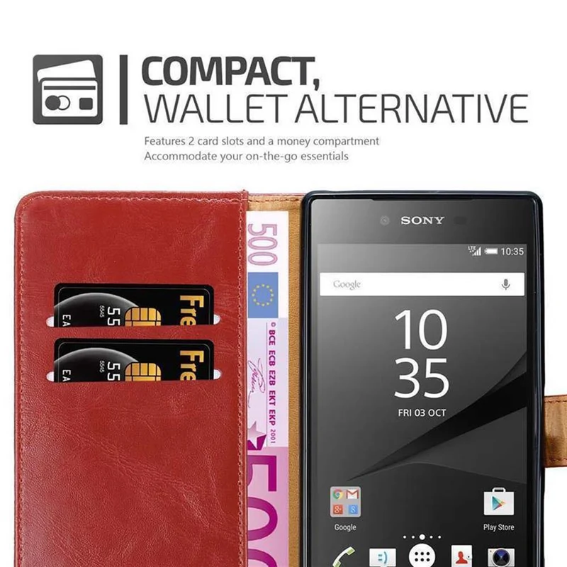 Cadorabo Hülle kompatibel mit Sony Xperia Z5 PREMIUM Schutzhülle mit Magnetverschluss, Standfunktion und Kartenfach