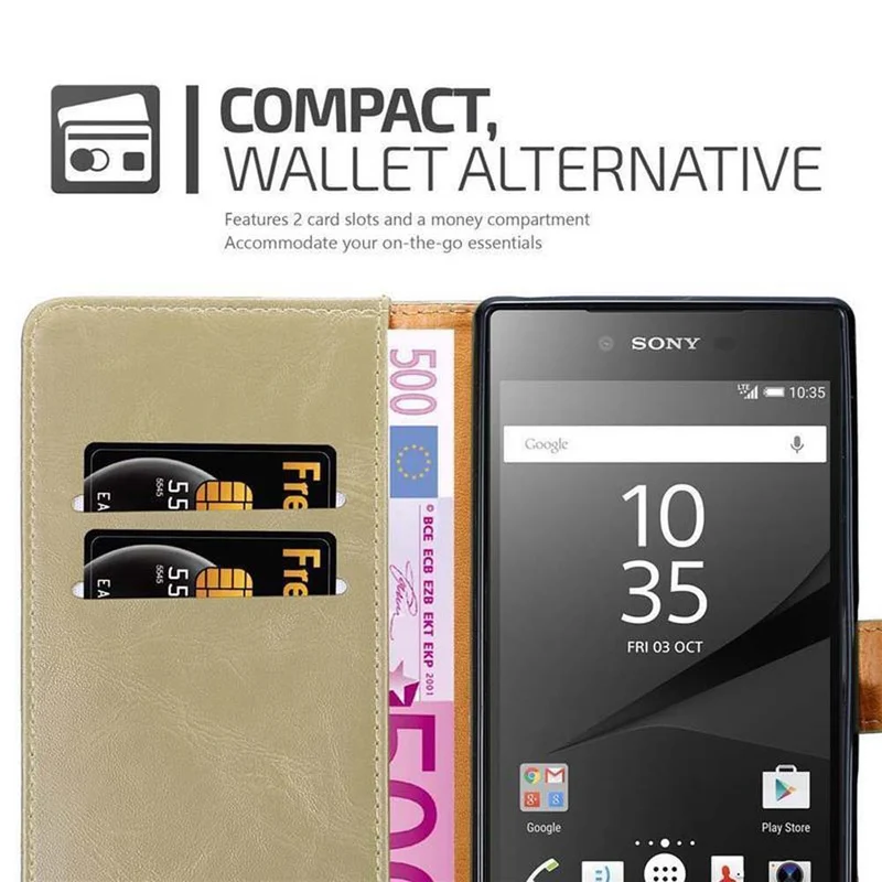 Cadorabo Hülle kompatibel mit Sony Xperia Z5 PREMIUM Schutzhülle mit Magnetverschluss, Standfunktion und Kartenfach