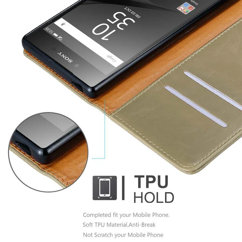 Cadorabo Hülle kompatibel mit Sony Xperia Z5 PREMIUM Schutzhülle mit Magnetverschluss, Standfunktion und Kartenfach
