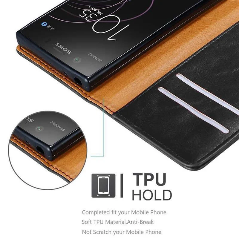 Cadorabo Hülle kompatibel mit Sony Xperia XZ1 COMPACT Schutzhülle mit Magnetverschluss, Standfunktion und Kartenfach