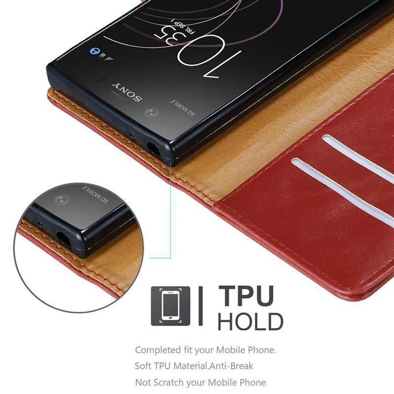 Cadorabo Hülle kompatibel mit Sony Xperia XZ1 COMPACT Schutzhülle mit Magnetverschluss, Standfunktion und Kartenfach