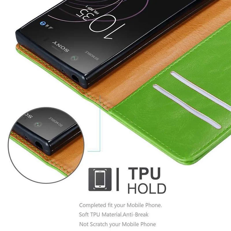 Cadorabo Hülle kompatibel mit Sony Xperia XZ1 COMPACT Schutzhülle mit Magnetverschluss, Standfunktion und Kartenfach