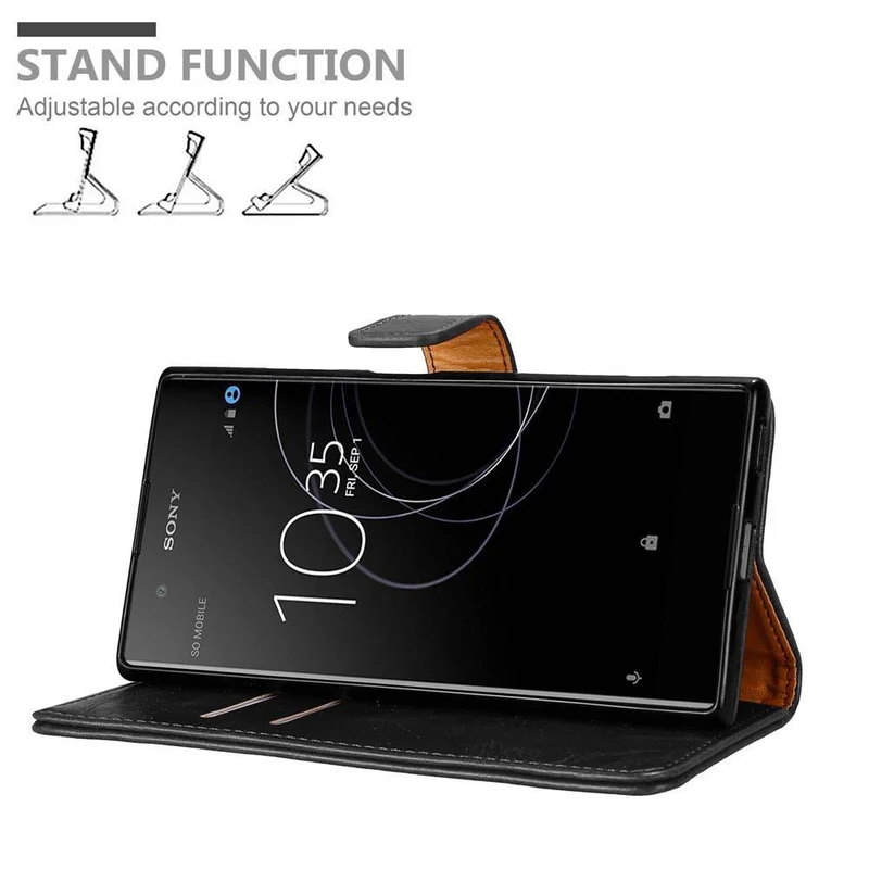 Cadorabo Hülle kompatibel mit Sony Xperia XA1 PLUS Schutzhülle mit Magnetverschluss, Standfunktion und Kartenfach